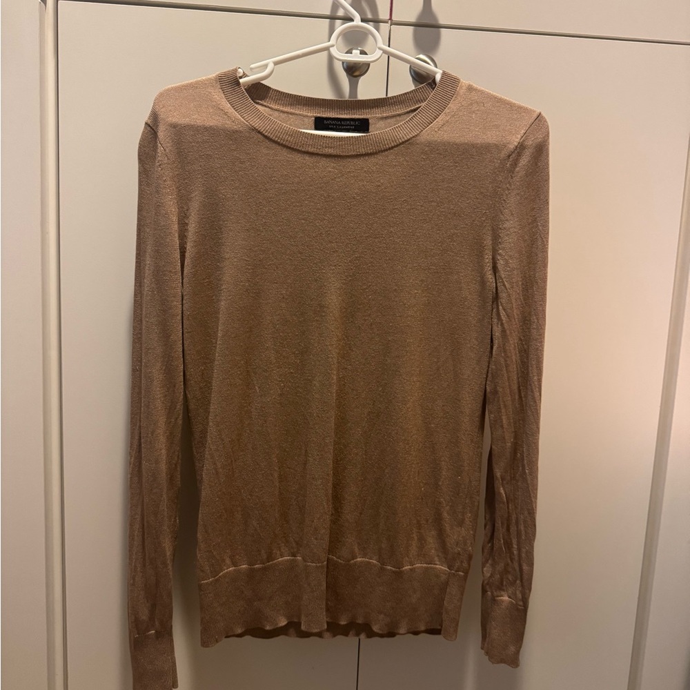Banana Republic Silk Cashmere Tan Long Sleeve Sweater
